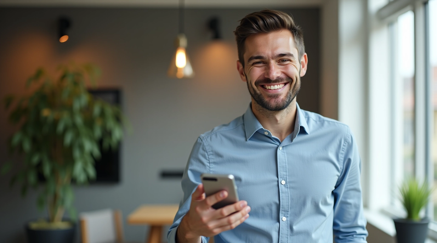Čovjek koristi mobilni telefon za upravljanje financijskim tokovima s grafičkim prikazom